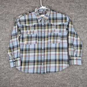 NWT free‎ people we the free HIDEAWAY blue western flannel PLAID SHIRT Large